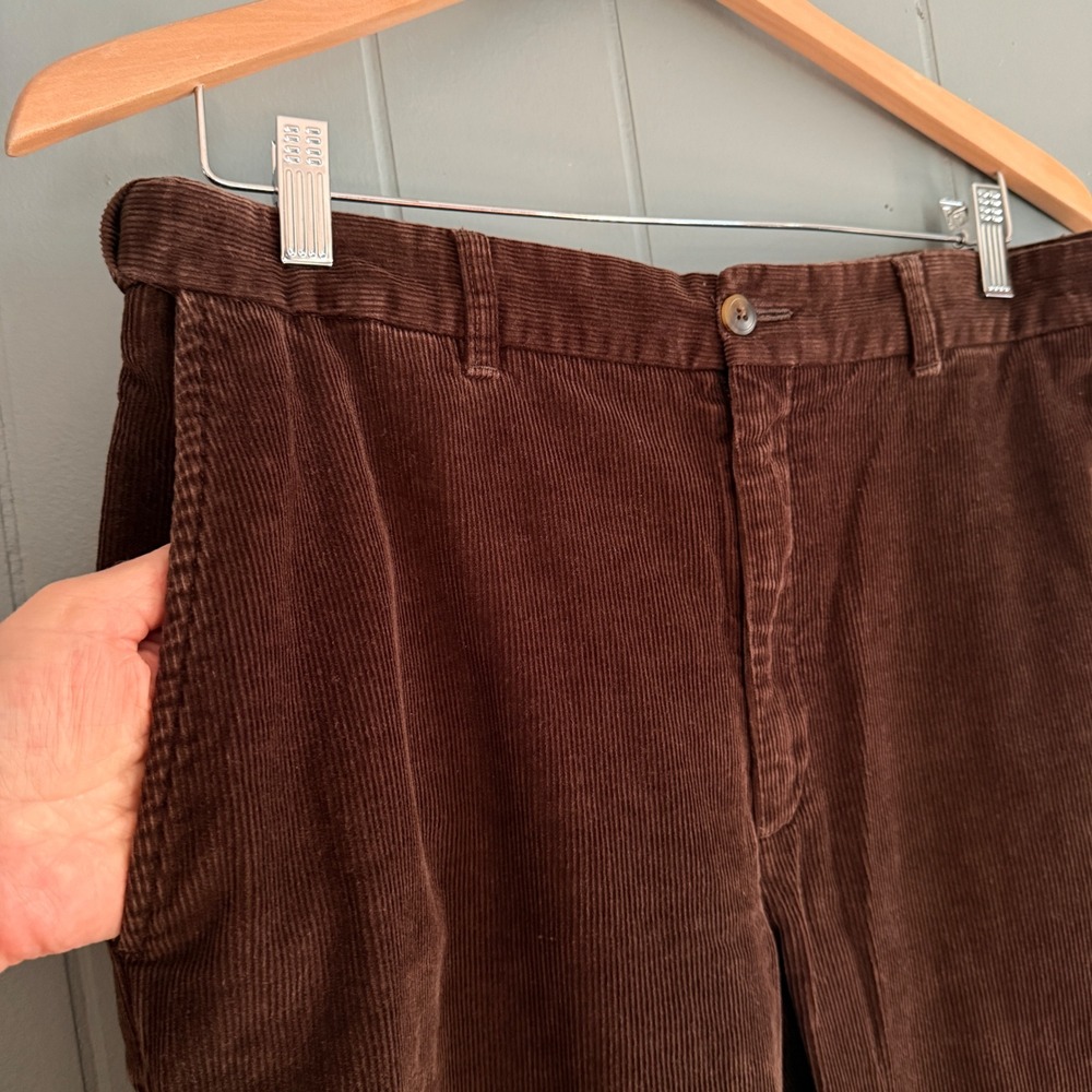 Quince Men's 34x30 Chocolate Brown Corduroy Pants READ Pleated Straight Academia - Picture 13 of 14